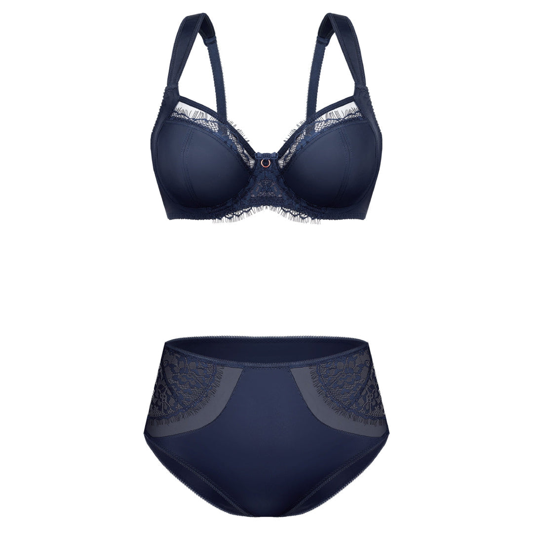 Shaping High Waist Lace and Tulle Brief Panty