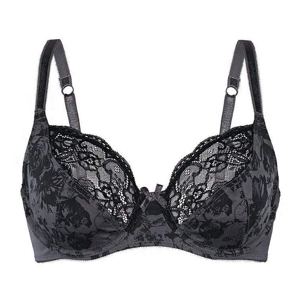 Floral Semi-Sheer Lace Demi Bra