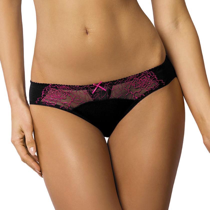 Semi Sheer Lace Low Rise Bikini Panty with Floral Embroidery