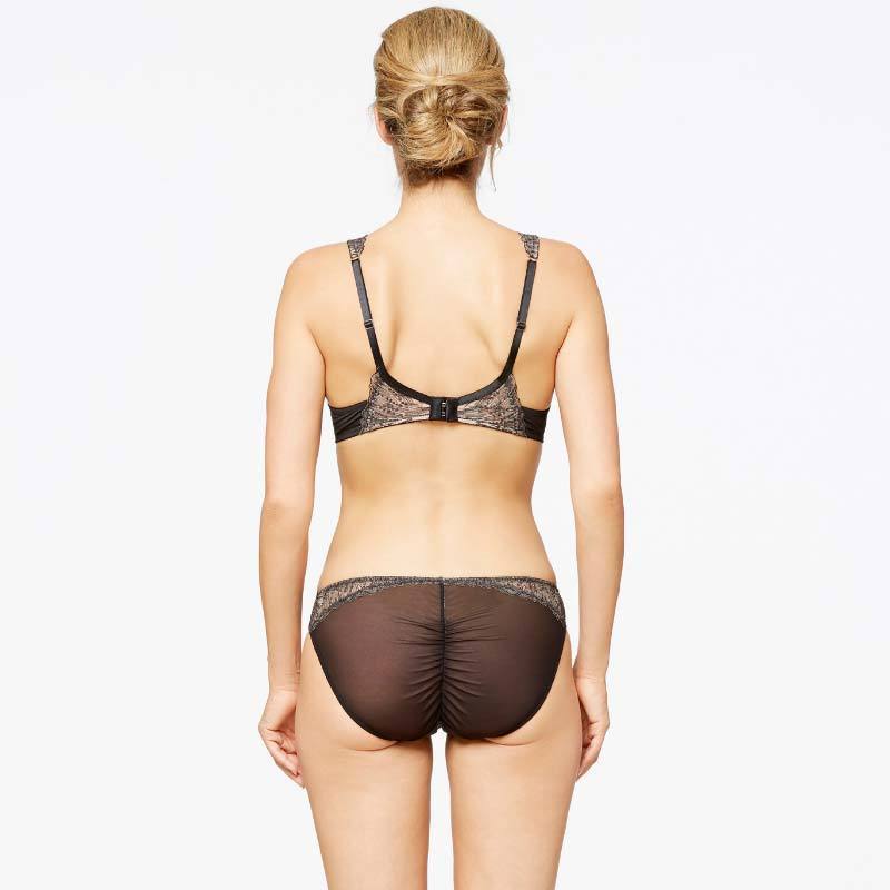 Lace-Embroidered Sheer Mesh Bikini Panty