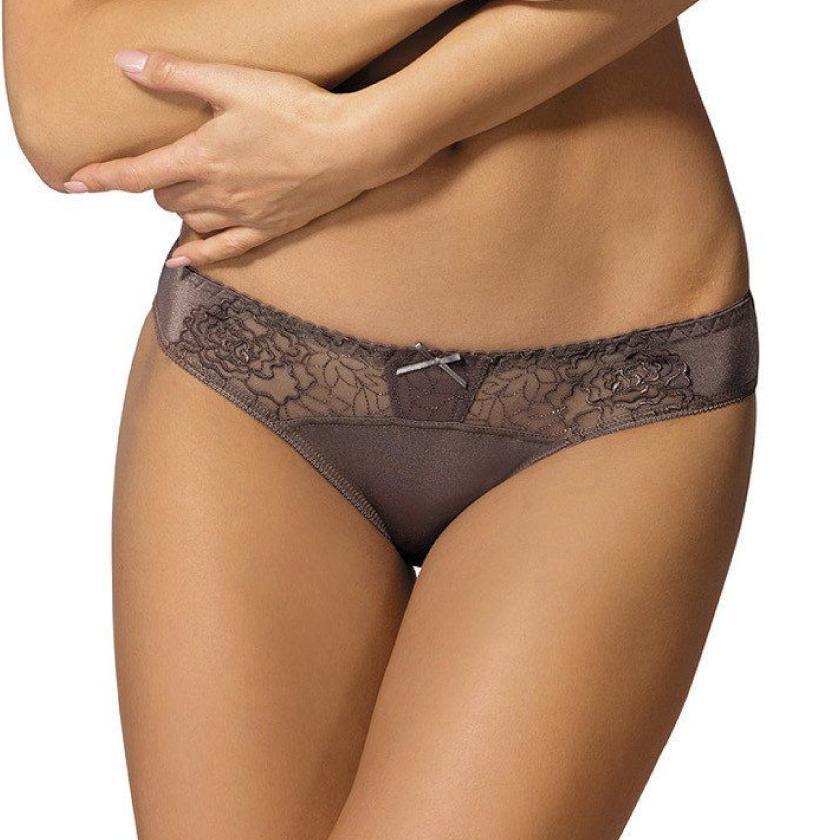 Semi Sheer Lace Low Rise Bikini Panty with Floral Embroidery