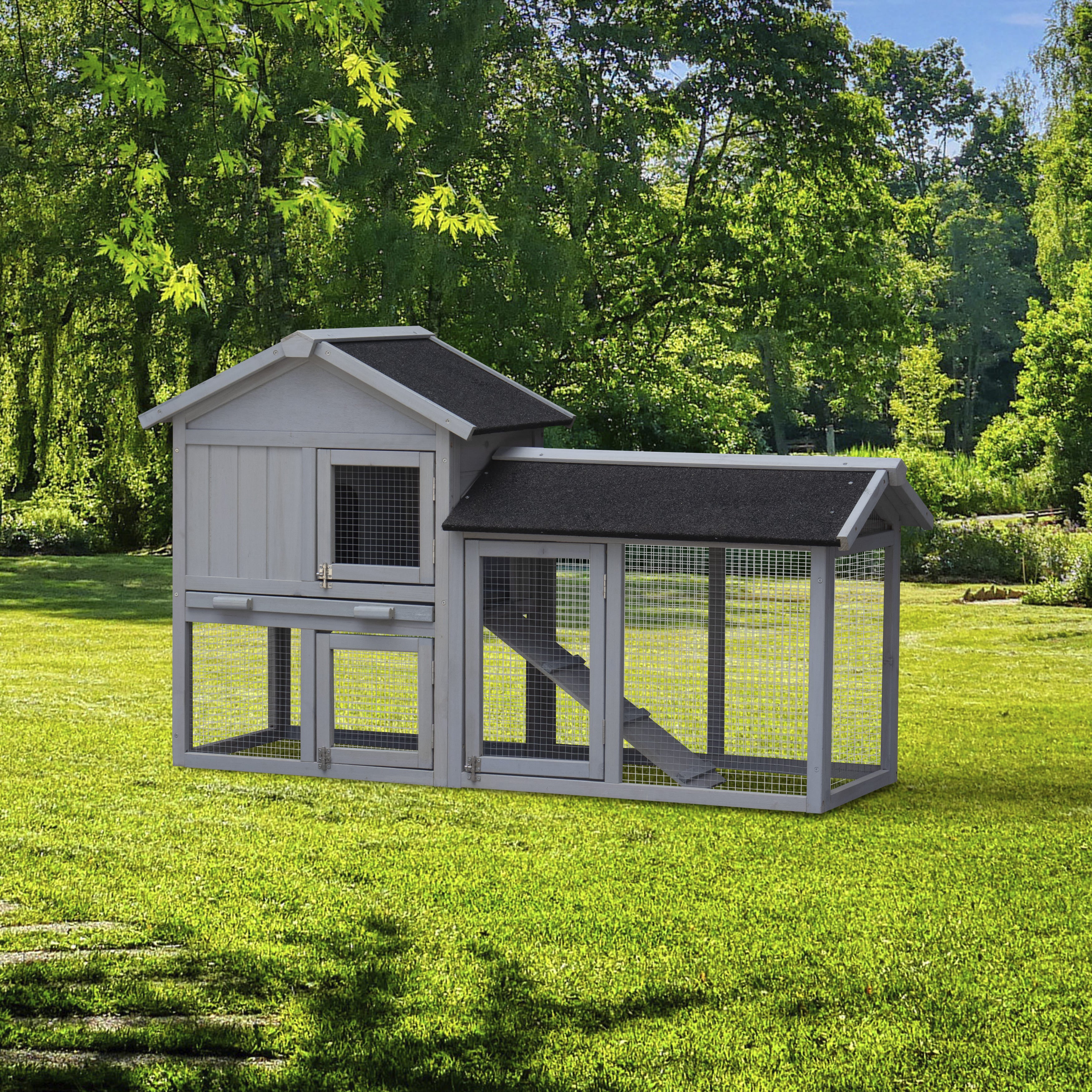 Rabbit Hutch Extensible Chicken Coop with No Leak Trays Large Running Space_1