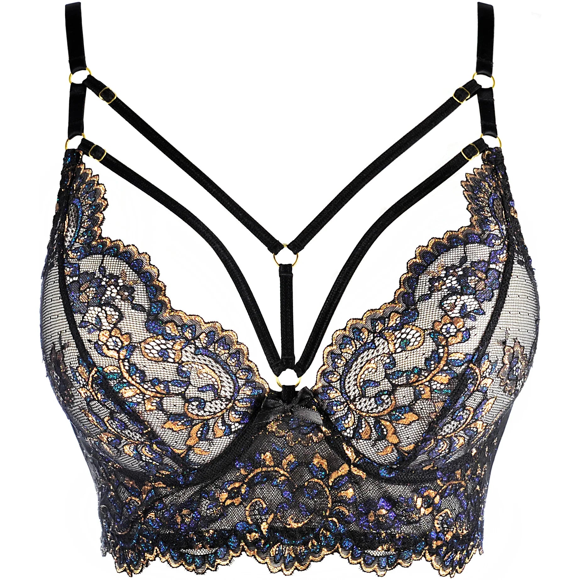 Sheer Lace Longline Plunge Bra