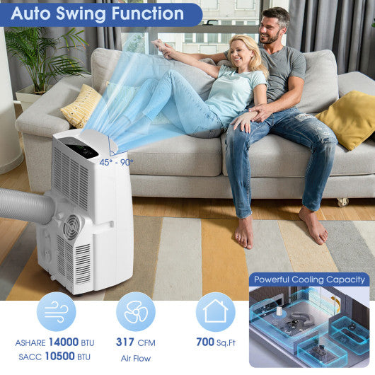 3-in-1 Portable Air Conditioner with Cooling Fan Dehumidifier Function-14000 BTU