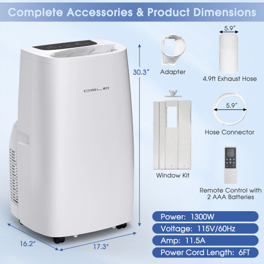 3-in-1 Portable Air Conditioner with Cooling Fan Dehumidifier Function-14000 BTU