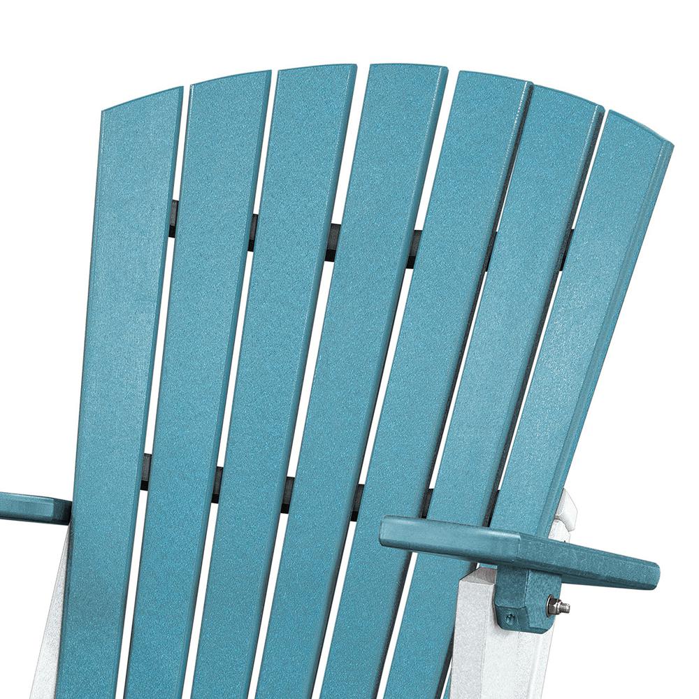 OS Home and Office Model 519ARW Fan Back Folding Adirondack Chair in Aruba Blue with a White Base, Made in the USA