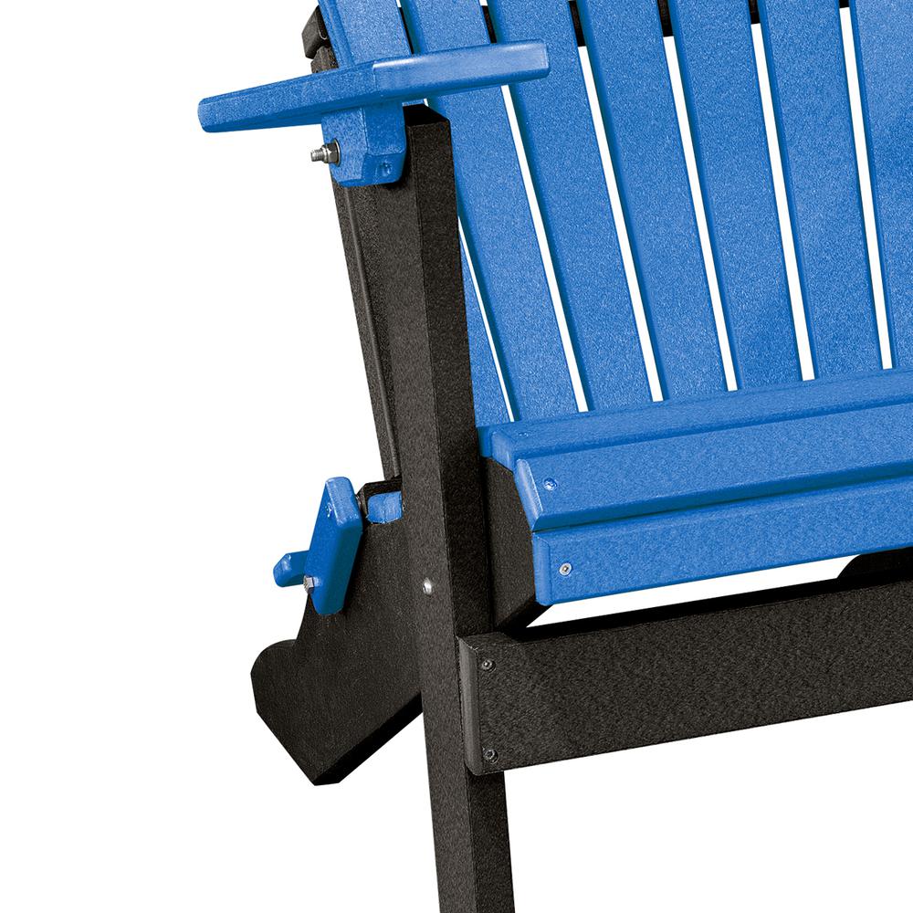 OS Home and Office Model 519BBK Fan Back Folding Adirondack Chair in Blue with a Black Base, Made in the USA
