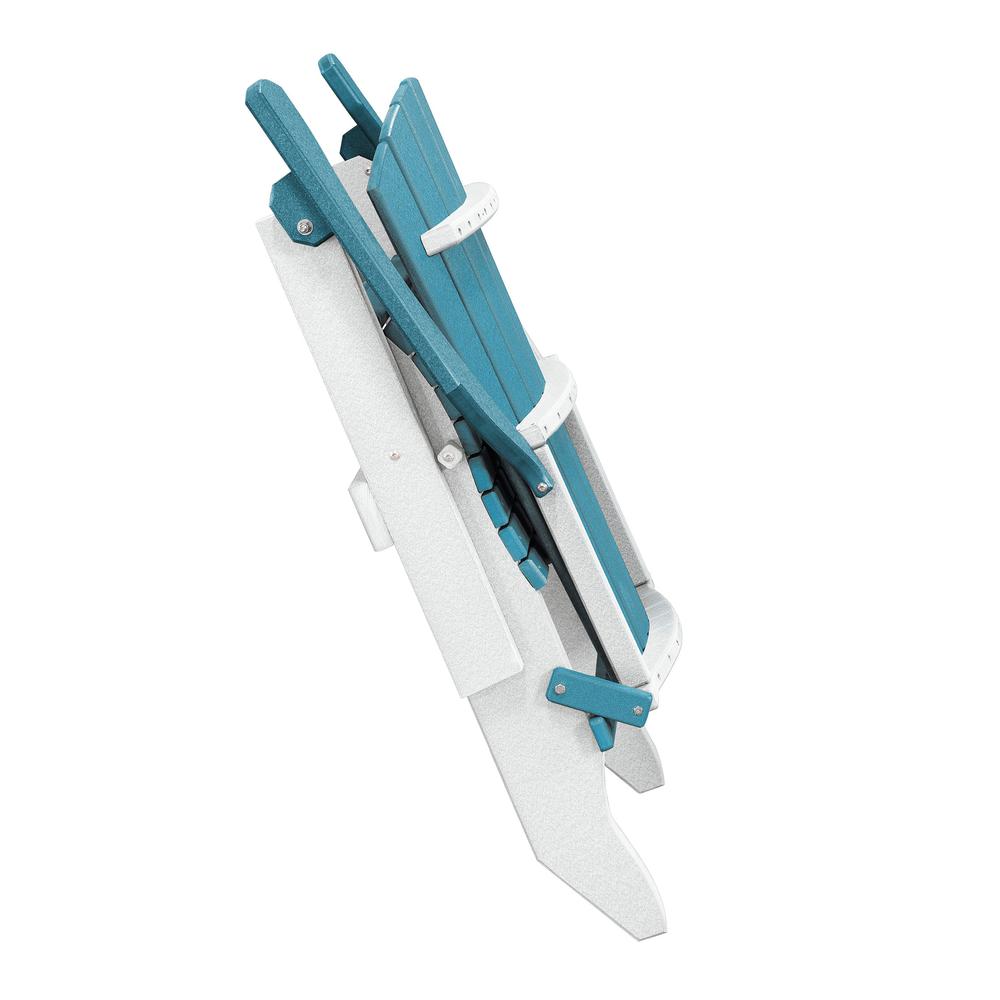 OS Home and Office Model 519ARW Fan Back Folding Adirondack Chair in Aruba Blue with a White Base, Made in the USA