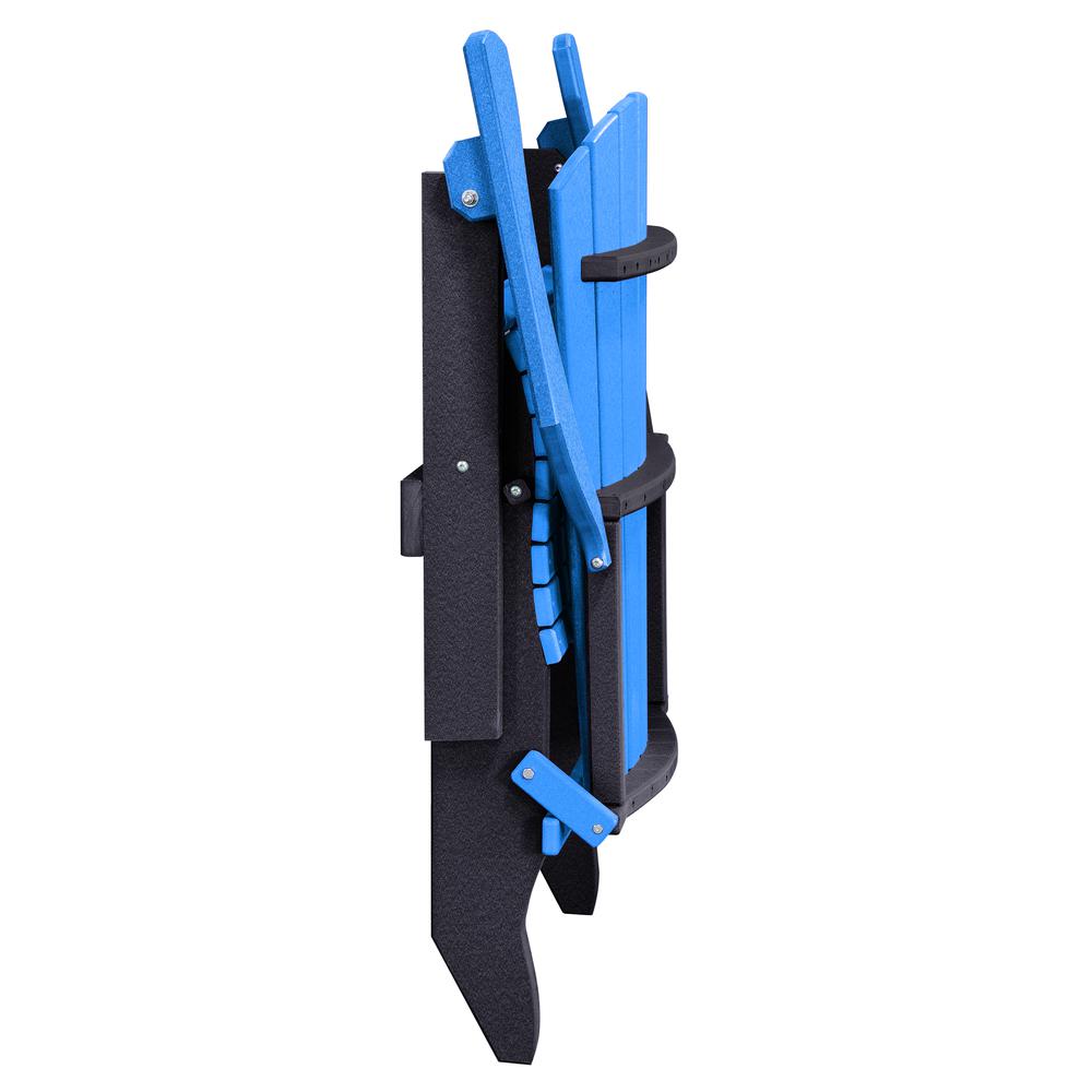 OS Home and Office Model 519BBK Fan Back Folding Adirondack Chair in Blue with a Black Base, Made in the USA