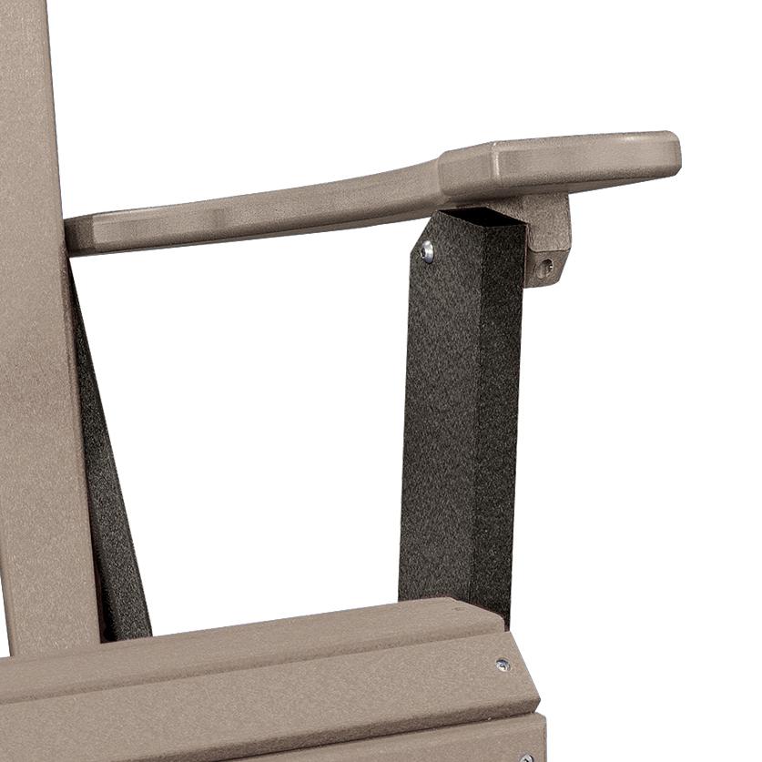 OS Home and Office Model 519WWBK Fan Back Folding Adirondack Chair in Weatherwood with a Black Base, Made in the USA