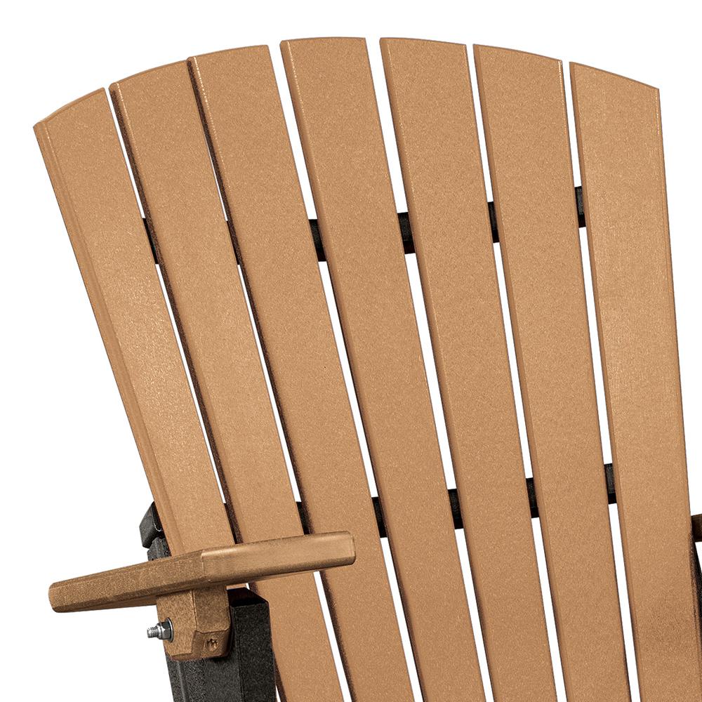 OS Home and Office Model 519CBK Fan Back Folding Adirondack Chair in Cedar with a Black Base, Made in the USA