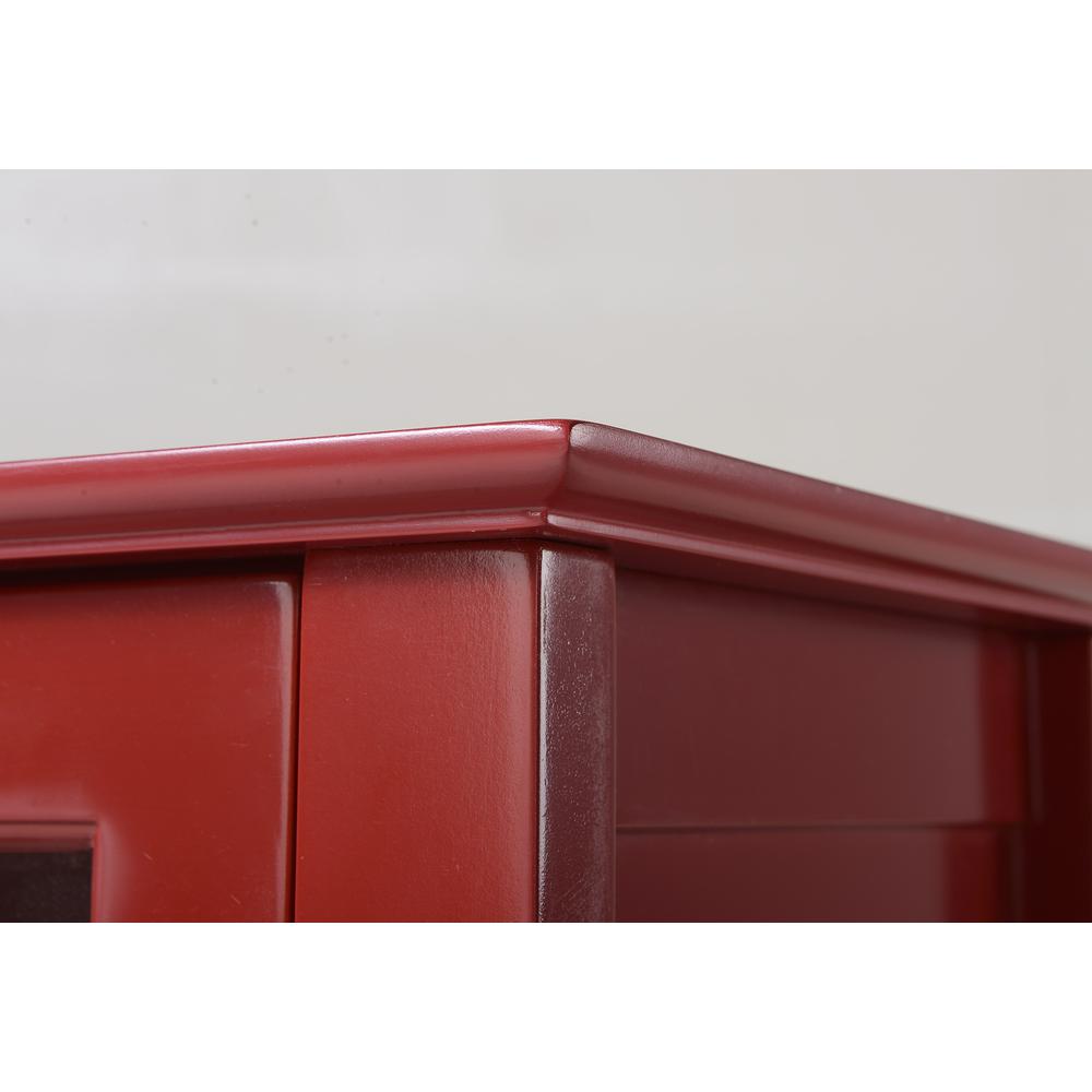 Red Glass Door Accent and Display Cabinet