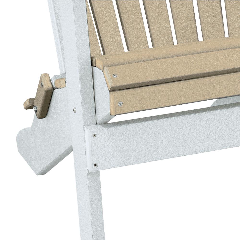 OS Home and Office Model 519WWWT Fan Back Folding Adirondack Chair in Weatherwood with a White Base, Made in the USA
