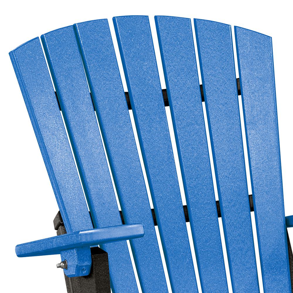 OS Home and Office Model 519BBK Fan Back Folding Adirondack Chair in Blue with a Black Base, Made in the USA