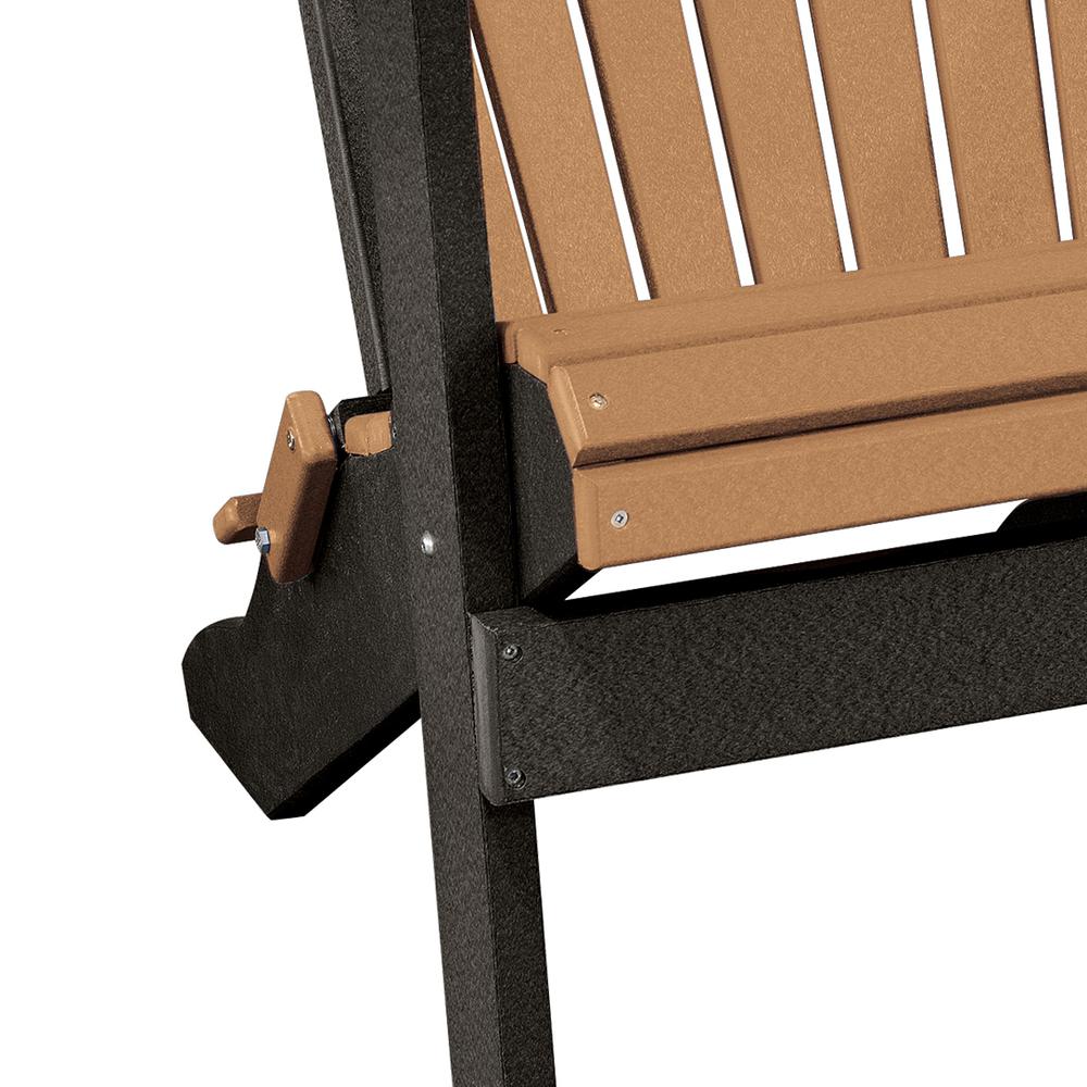 OS Home and Office Model 519CBK Fan Back Folding Adirondack Chair in Cedar with a Black Base, Made in the USA