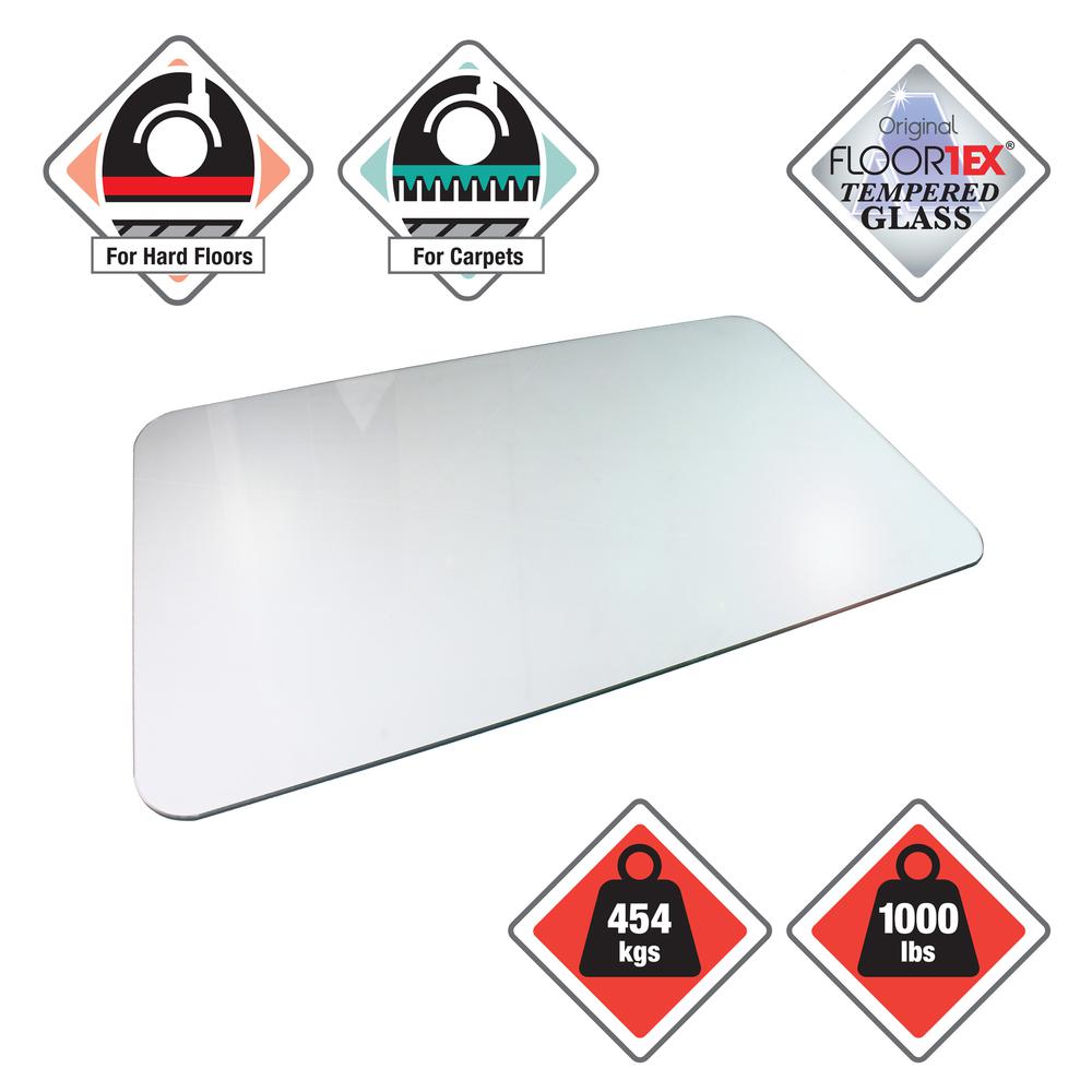 Heavy Duty Glass Chair Mat for Hard Floors & Carpets - 48" x 60"
