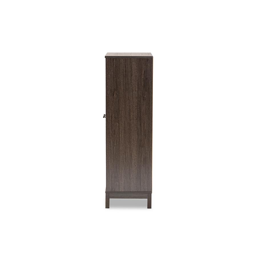 Dark Brown Finished Wood 1-Drawer Wine Storage Cabinet