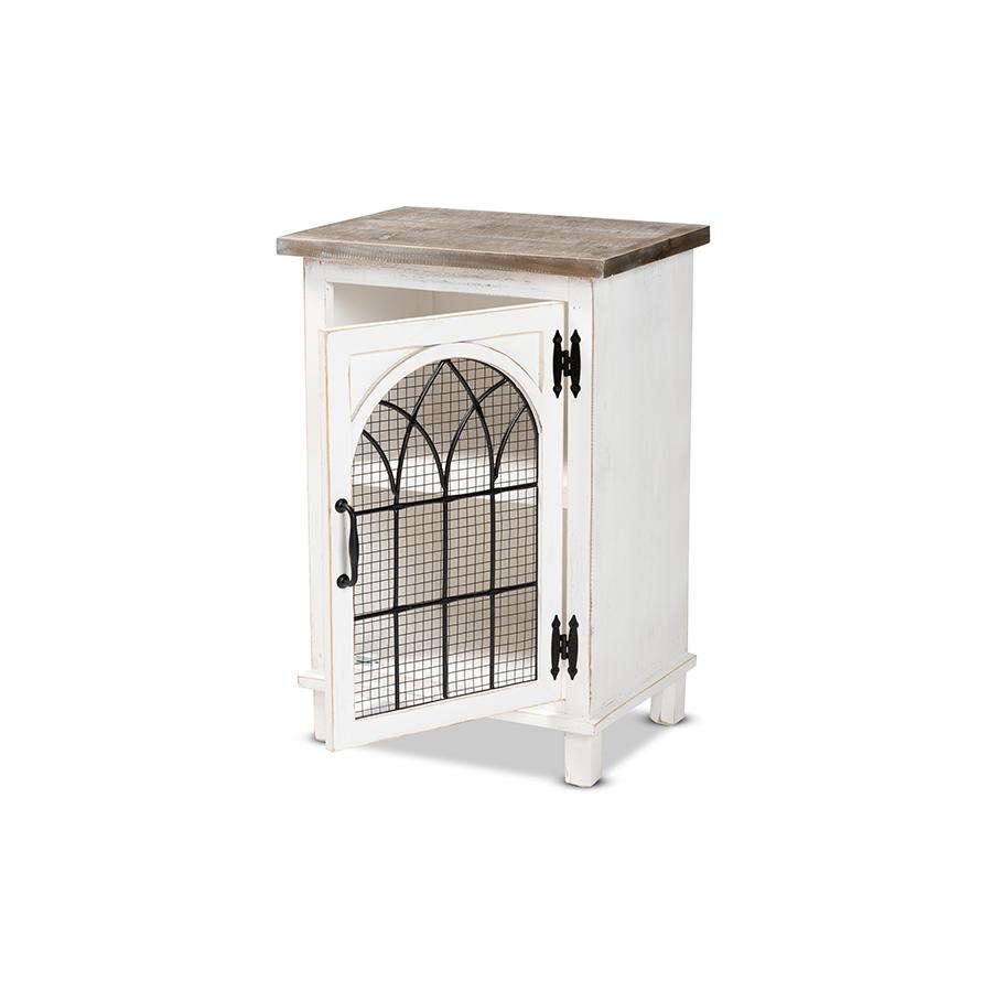 Oak Brown Finished Wood 1-Door End Table