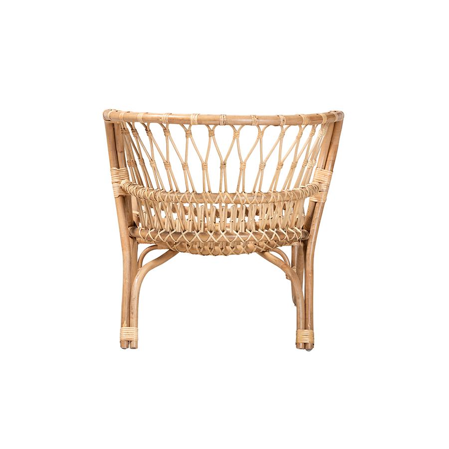 bali & pari Alaya Modern Bohemian Natural Brown Rattan Accent Chair