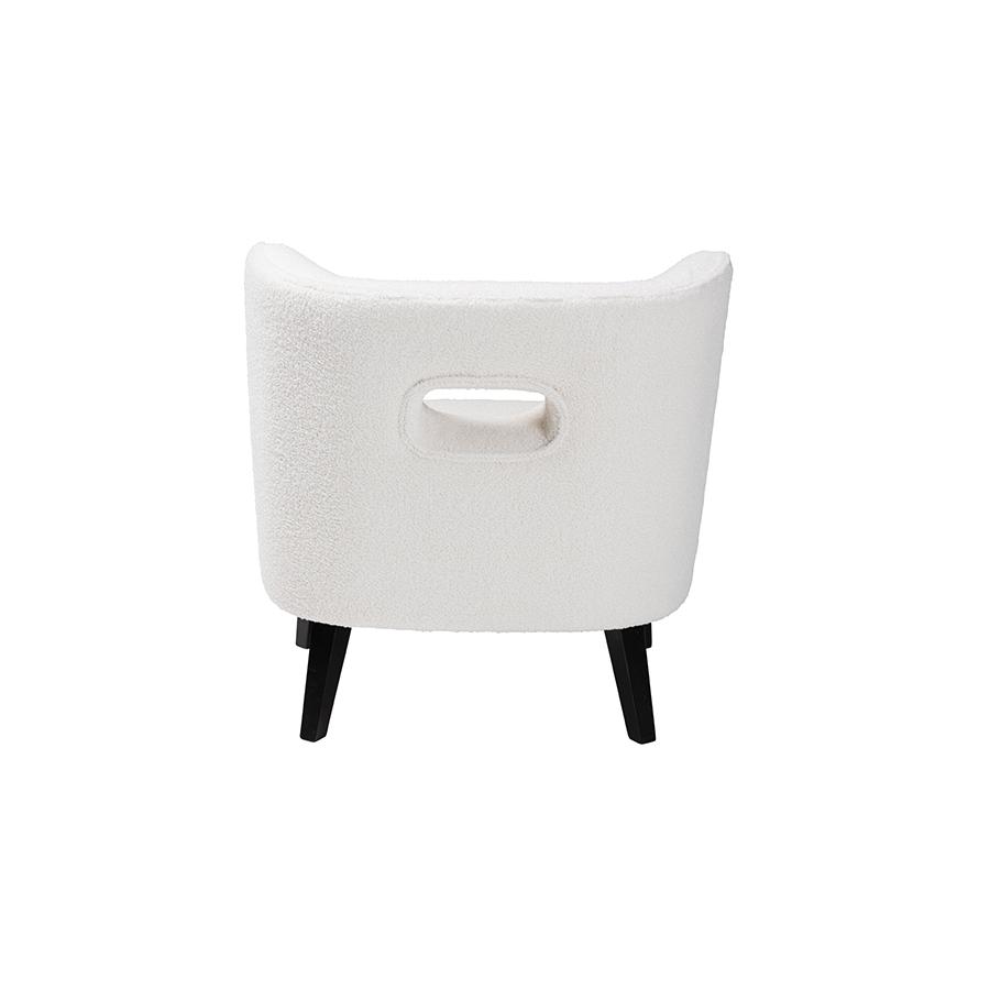Ivory Boucle Upholstered and Black Finished Wood Accent Chair