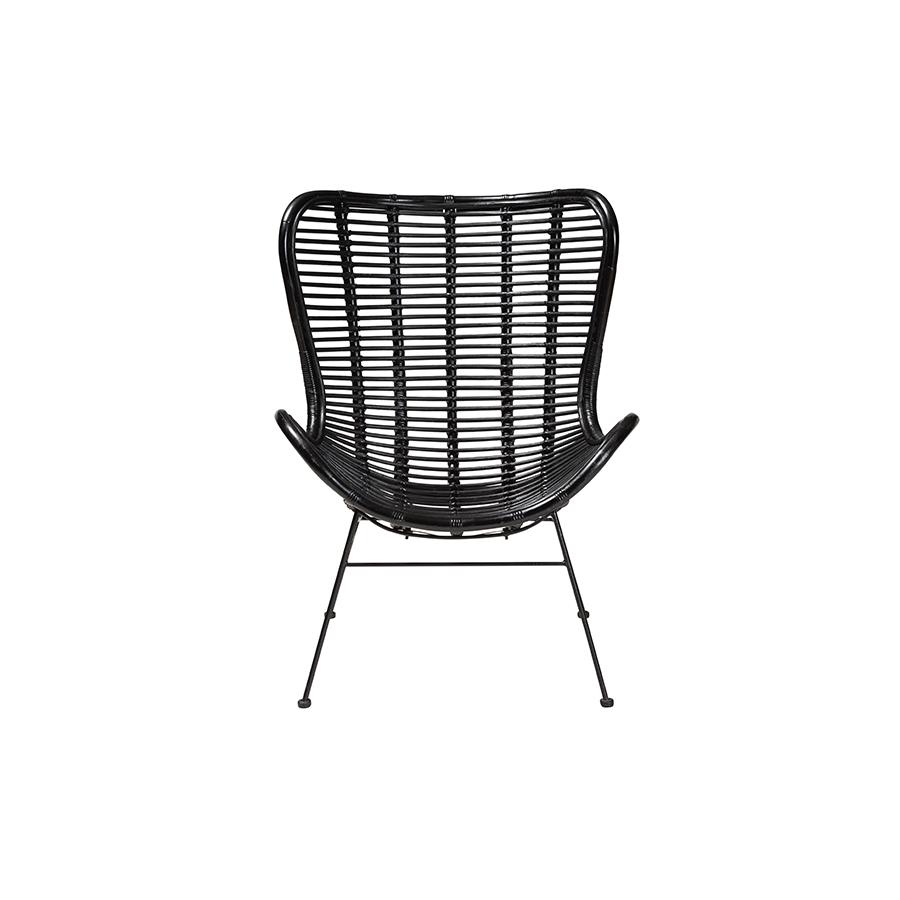 bali & pari Colorado Modern Bohemian Black Rattan and Metal Accent Chair