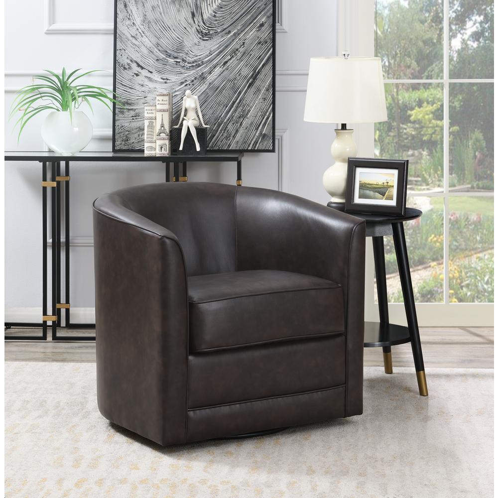 Wallace & Bay Little Swivel Accent Chair, Chocolate Brown