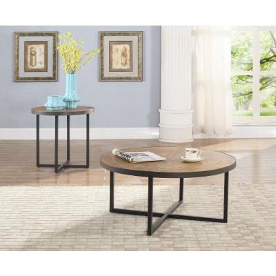 Wallace & Bay Oceans Round End Table, Antique Pine