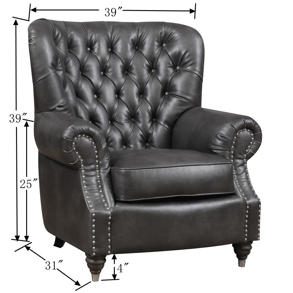 Accent Chair with Faux Leather Upholstery, Nailhead Trim, And Rolled Arms