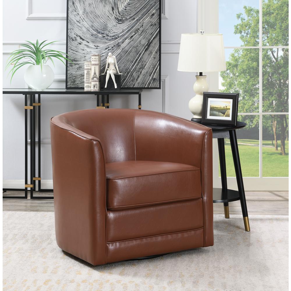 Wallace & Bay Little Swivel Accent Chair, Chestnut Brown