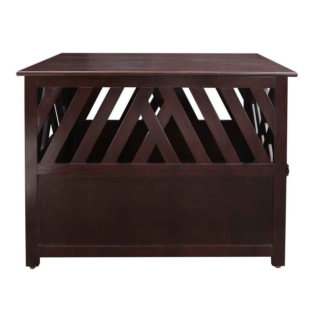 Modern Lattice Wooden Pet Crate End Table - Espresso