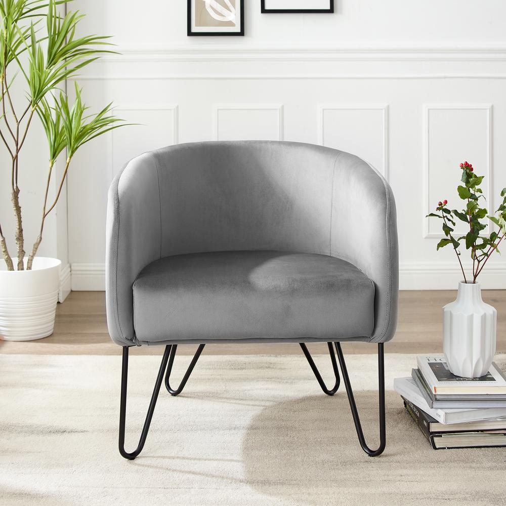 Parkway Velvet Accent Chair Gray/Matte Black
