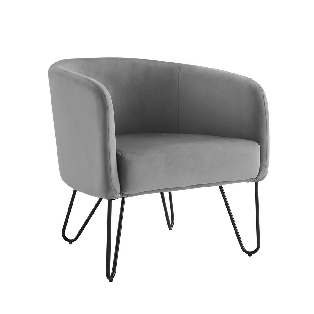 Parkway Velvet Accent Chair Gray/Matte Black