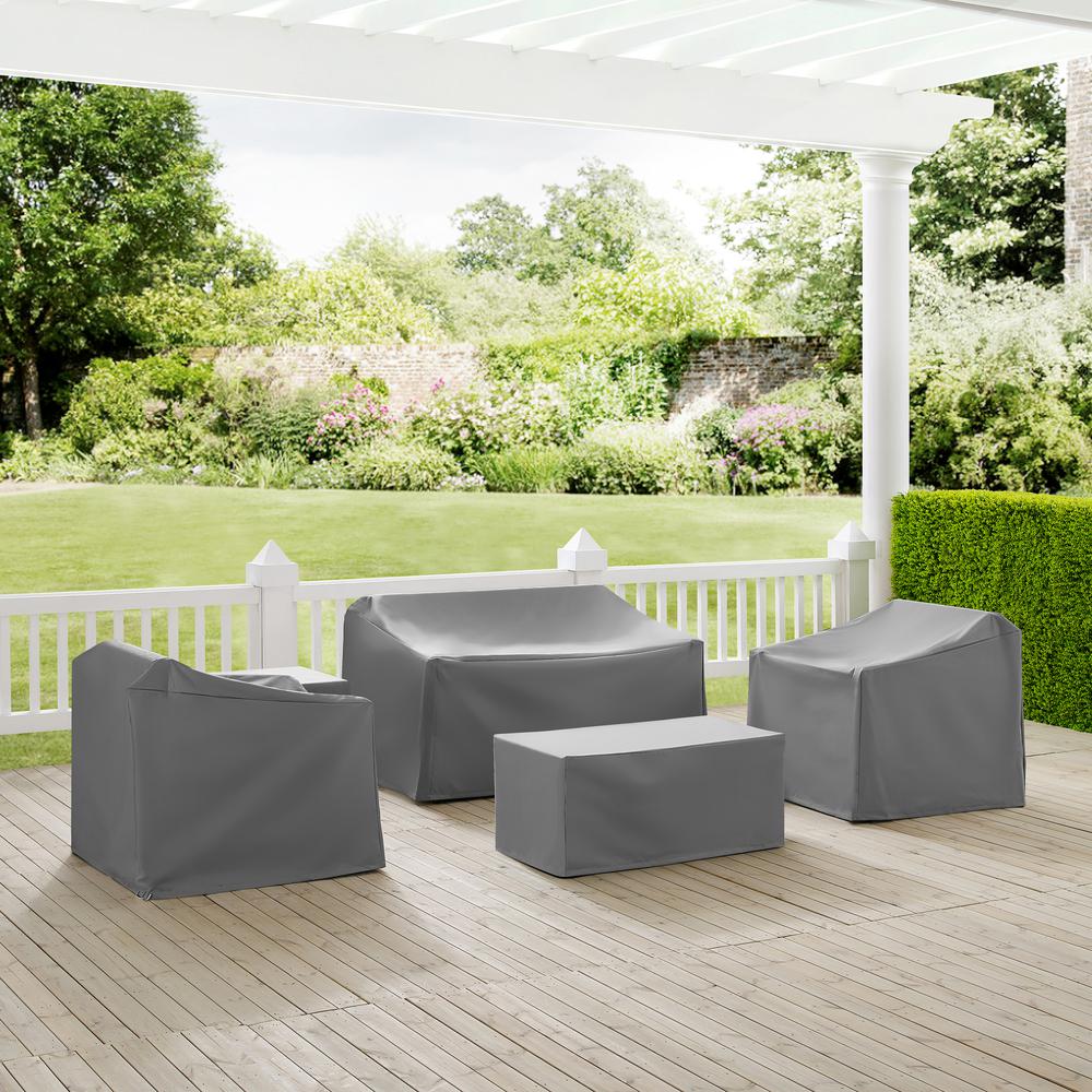 5Pc Furniture Cover Set Gray - Loveseat, Two Armchairs, End Table, & Rectangle Table
