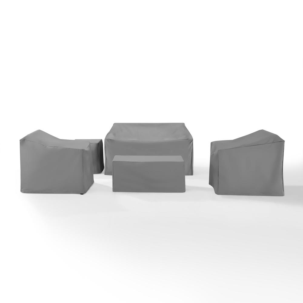 5Pc Furniture Cover Set Gray - Loveseat, Two Armchairs, End Table, & Rectangle Table