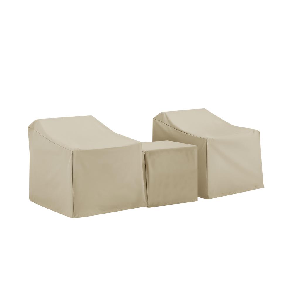 3Pc Furniture Cover Set Tan - Two Armchairs & End Table