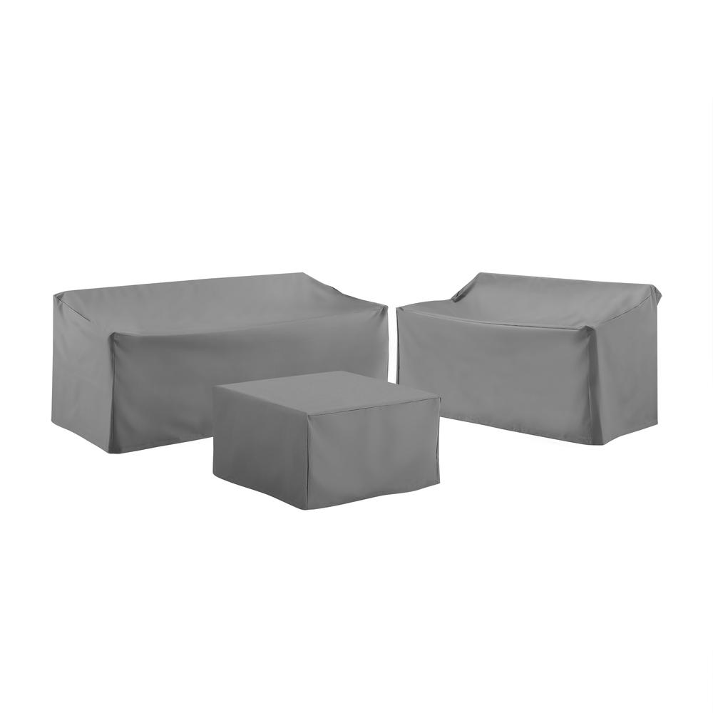 3Pc Sectional Cover Set Gray - Loveseat, Sofa, & Square Table/Ottoman
