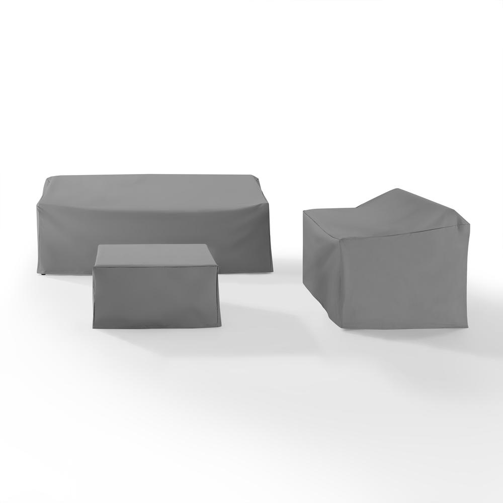 3Pc Sectional Cover Set Gray - Loveseat, Sofa, & Square Table/Ottoman