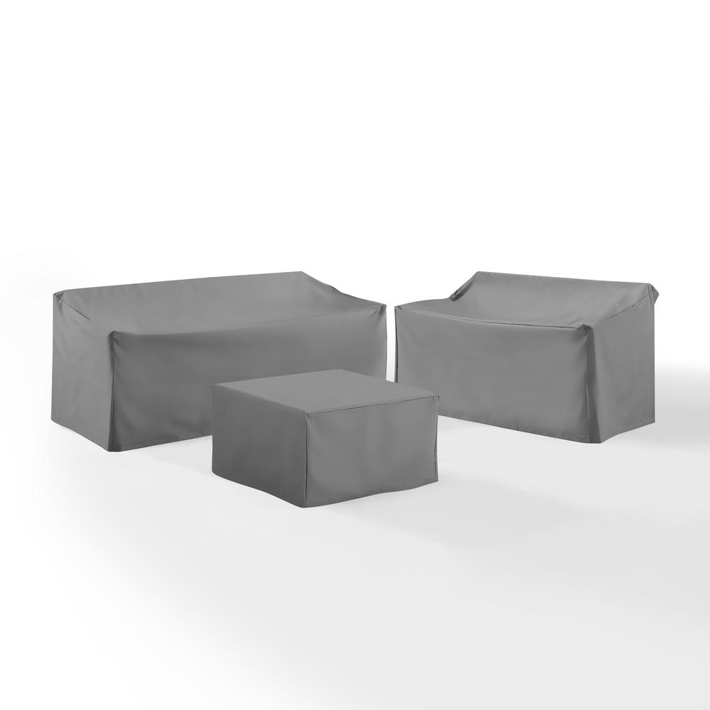 3Pc Sectional Cover Set Gray - Loveseat, Sofa, & Square Table/Ottoman