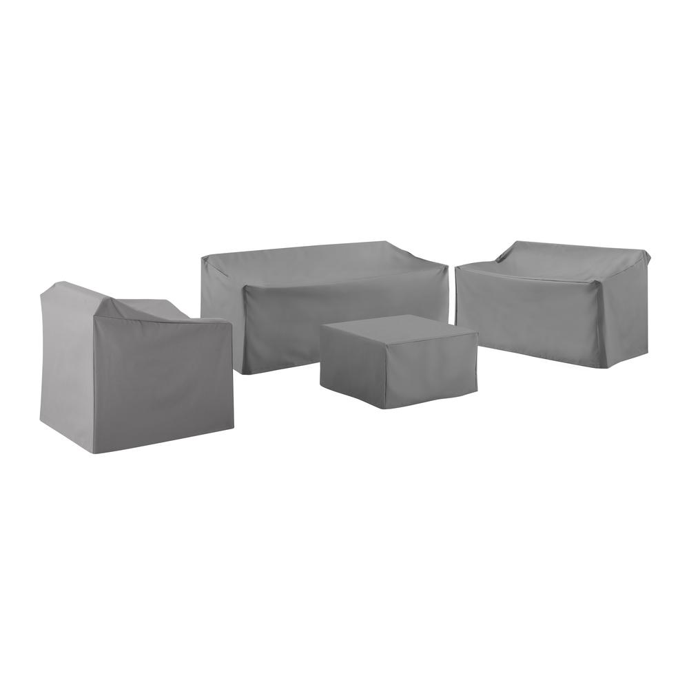 4Pc Sectional Cover Set Gray - Loveseat, Sofa, Square Table/Ottoman,  & Arm Chair