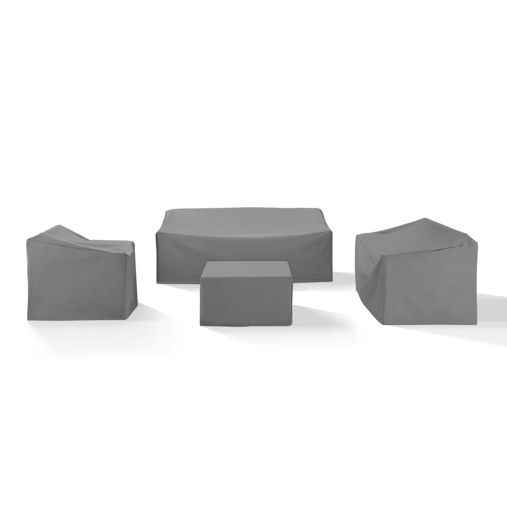 4Pc Sectional Cover Set Gray - Loveseat, Sofa, Square Table/Ottoman,  & Arm Chair