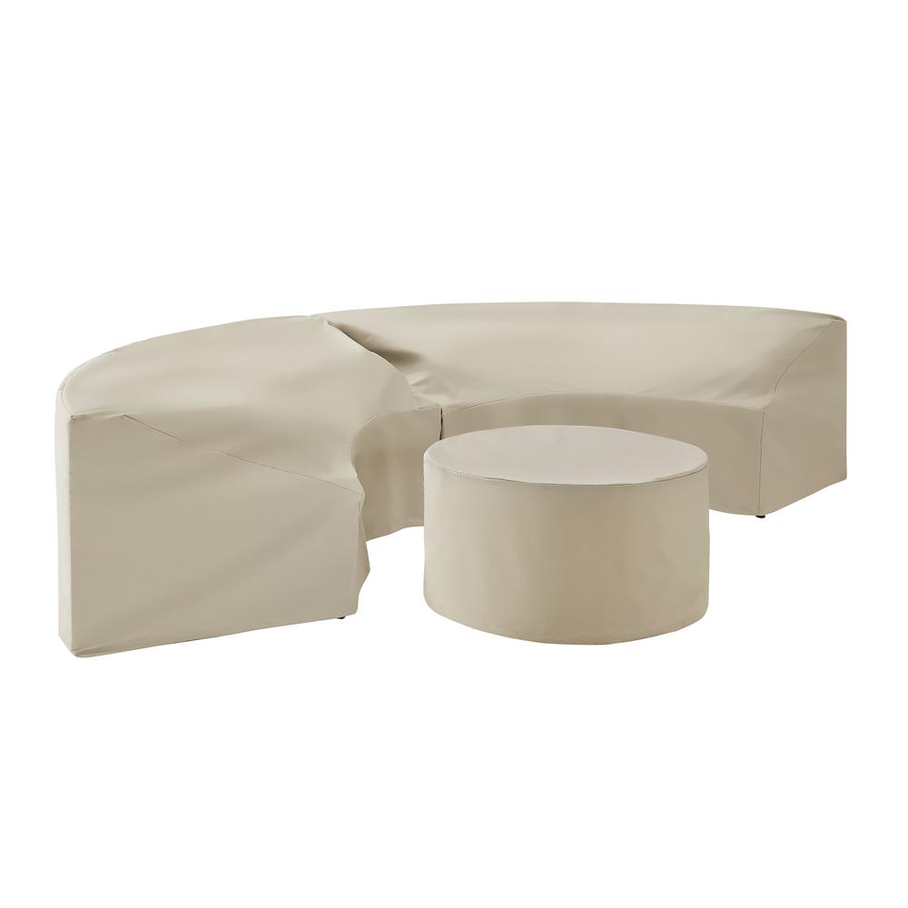 Catalina 3Pc Furniture Cover Set Tan - 2 Round Sectional Sofas & Coffee Table