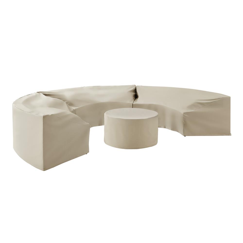 Catalina 4Pc Furniture Cover Set Tan - 3 Round Sectional Sofas & Coffee Table