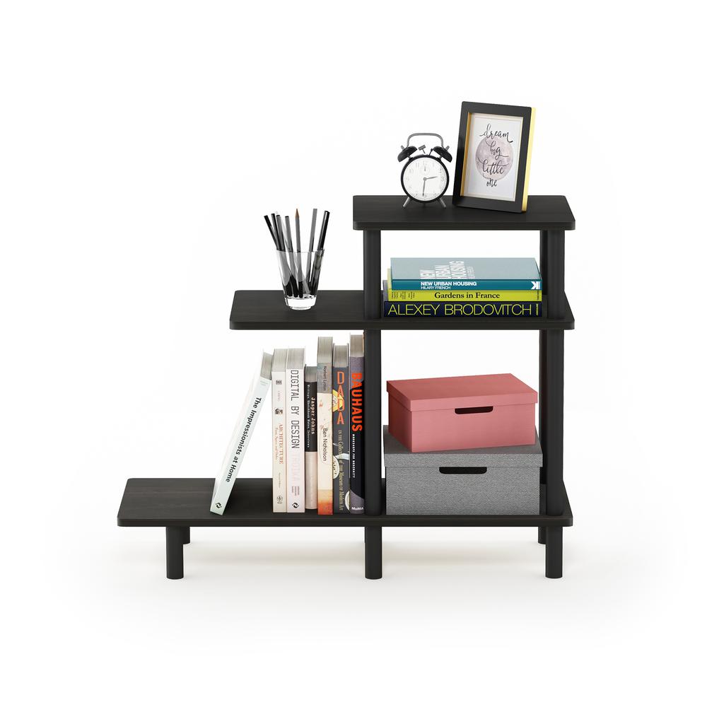 Furinno Turn-N-Tube 3-Tier Sofa Side Table, Espresso/Black