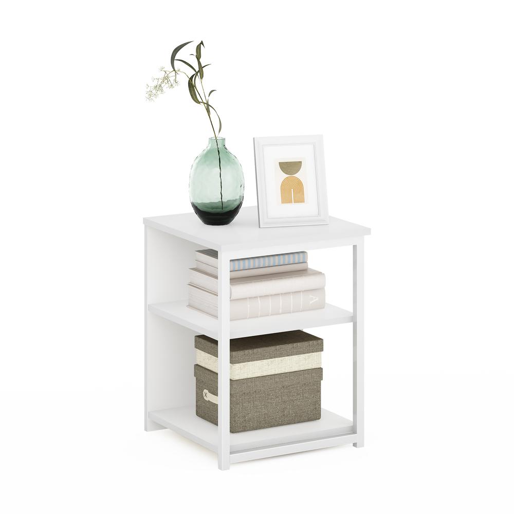 Furinno Camnus Modern Living End Table, Solid White/White