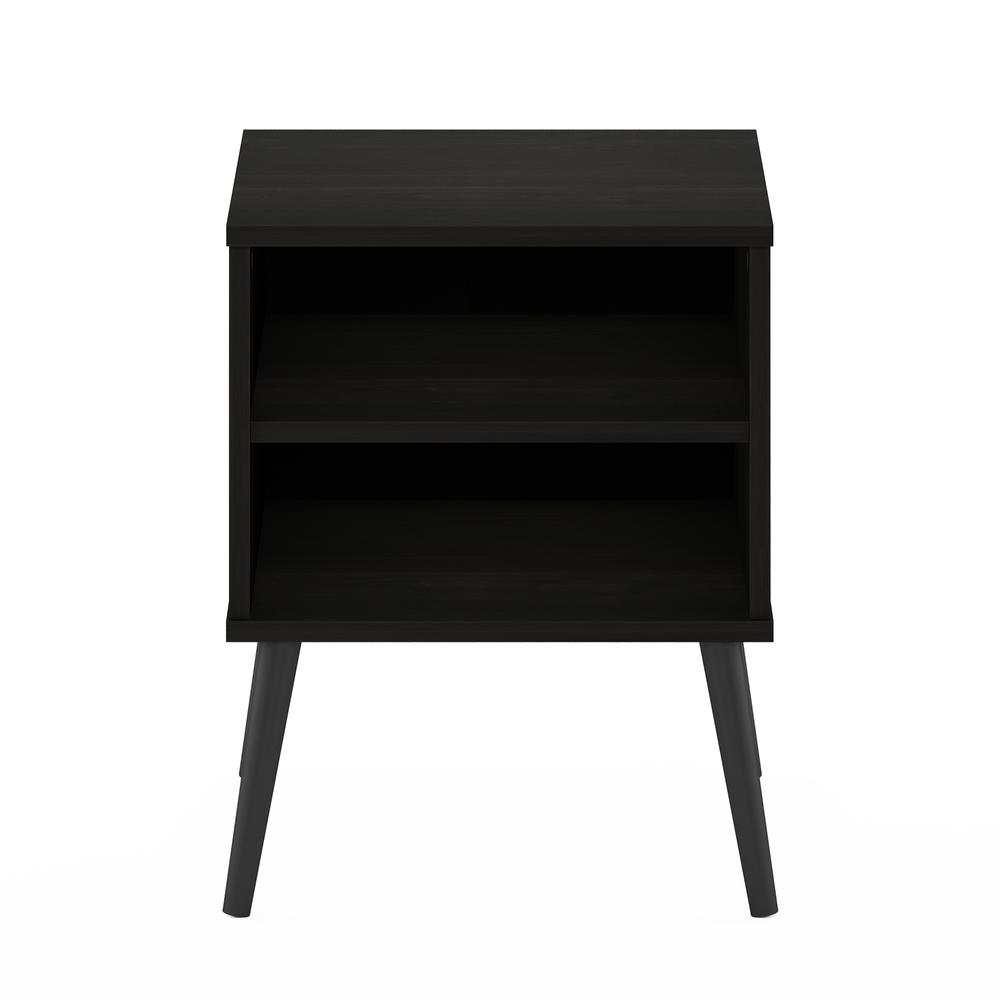 Furinno Claude Mid Century Style End Table with Wood Legs, Espresso