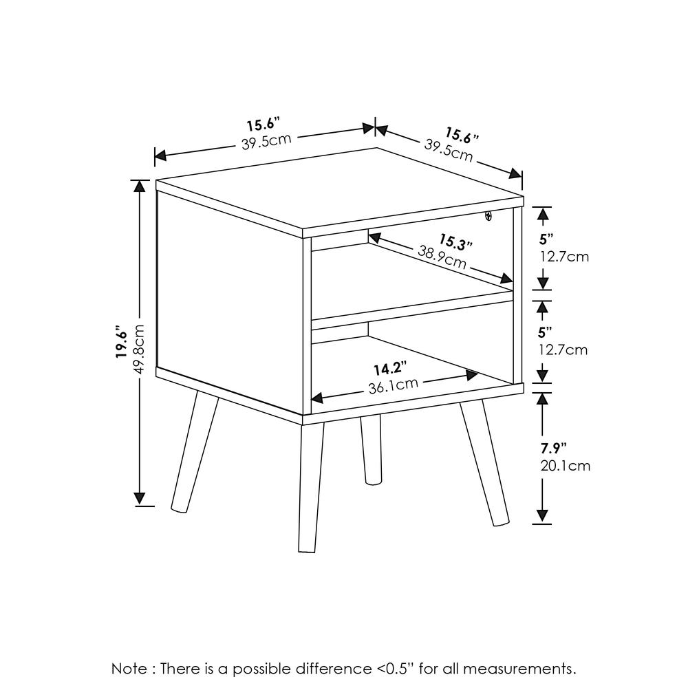 Furinno Claude Mid Century Style End Table with Wood Legs, French Oak Grey