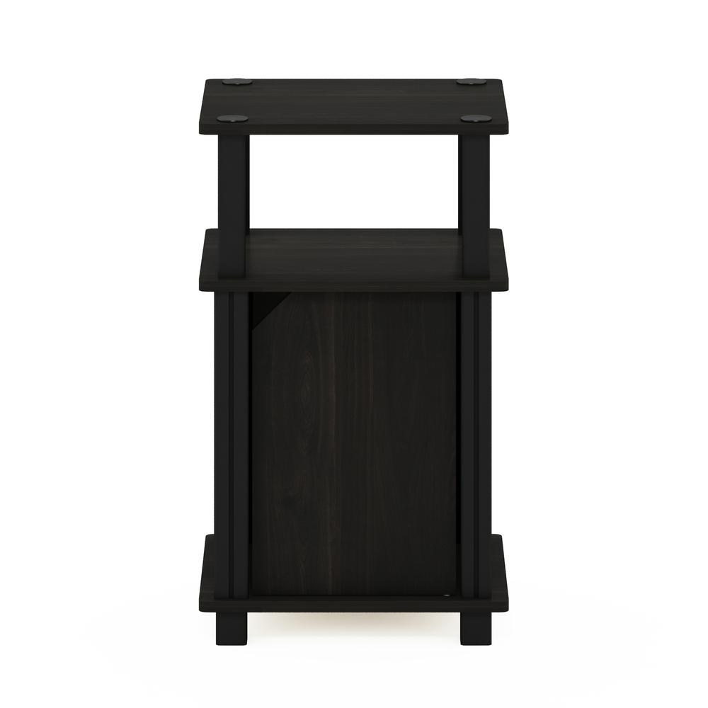 Furinno Just 3-Tier End Table with Door, Espresso/Black