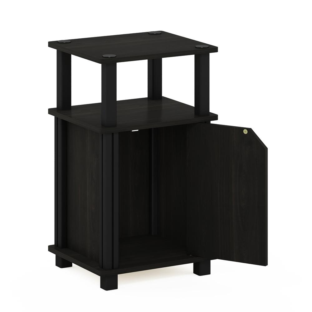 Furinno Just 3-Tier End Table with Door, Espresso/Black