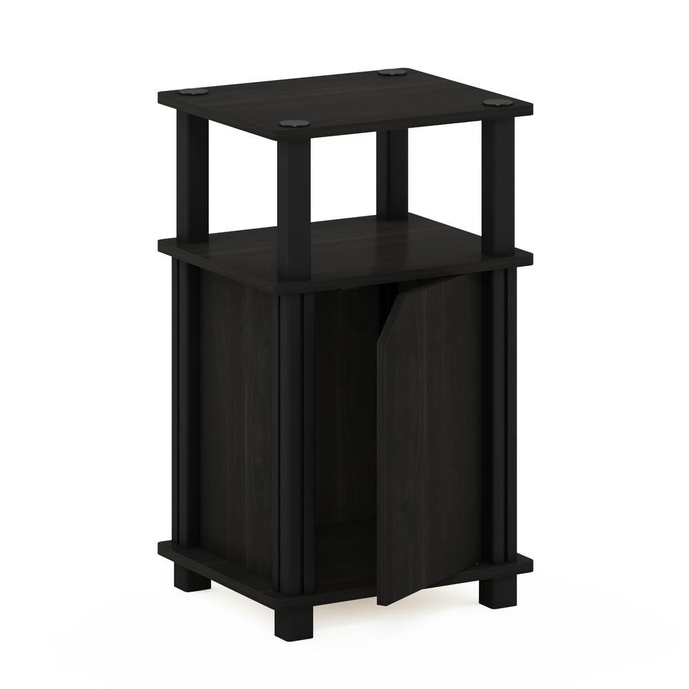 Furinno Just 3-Tier End Table with Door, Espresso/Black
