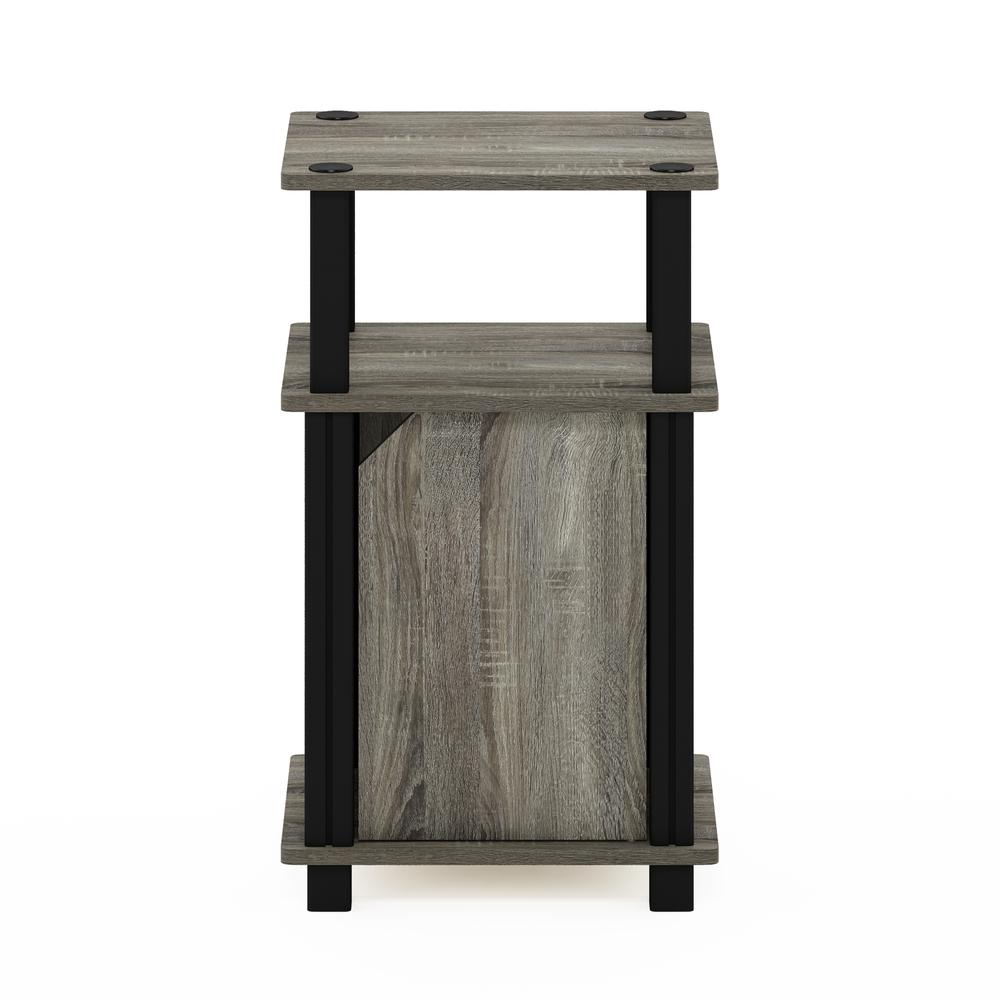 Furinno Just 3-Tier End Table with Door, French Oak/Black